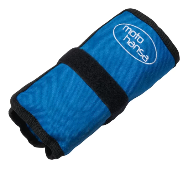 blauw gereedschapsrol waar motohansa gereedschap in zit